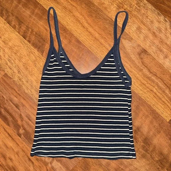 Brandy Melville Black Navy and White Striped Tank Top - Picture 2 of 2
